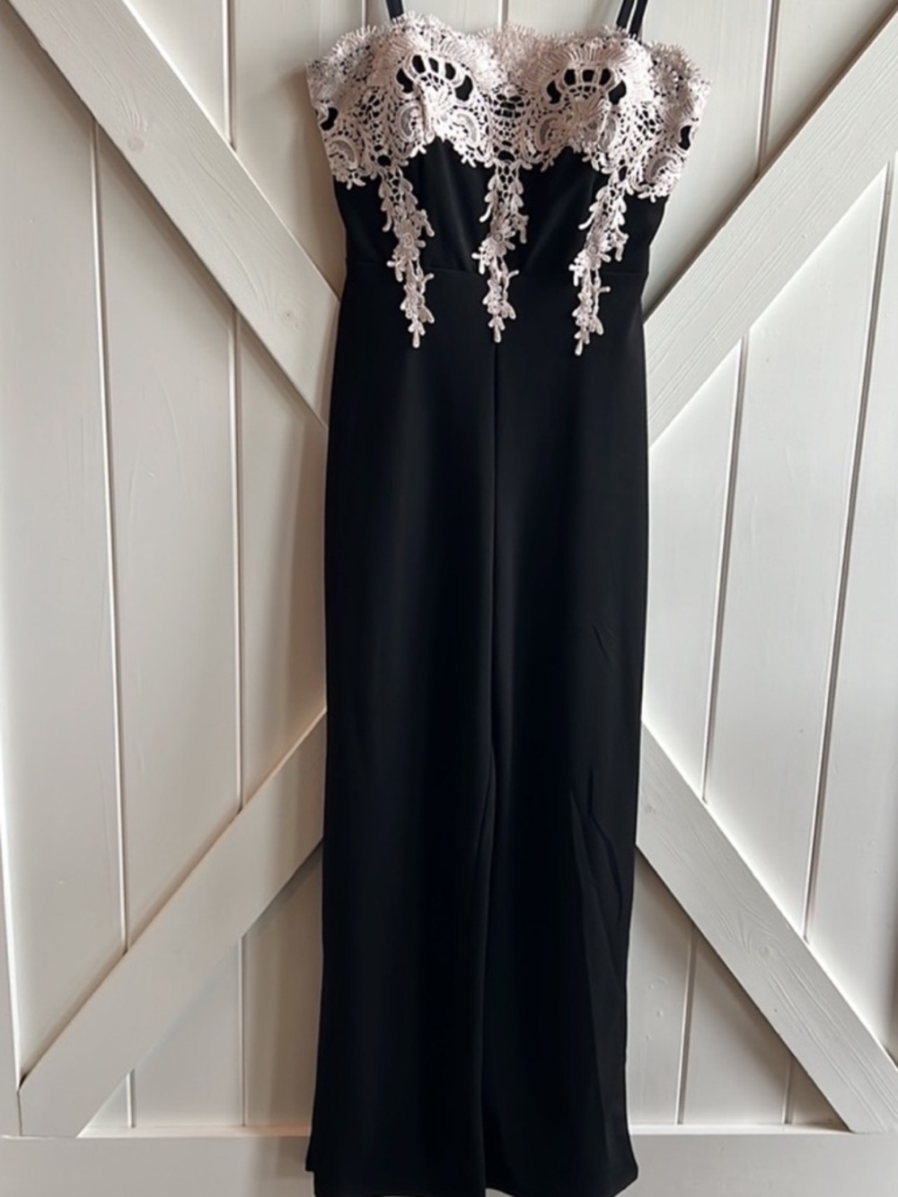 Black Jumpsuit with Ivory Lace Bodice